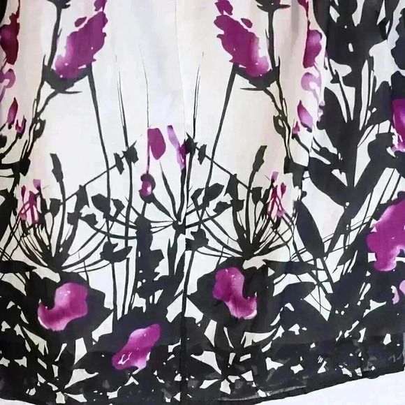 Dalia Collection Size 10 Silk/Cotton white/purple/black floral skirt - Picture 8 of 11